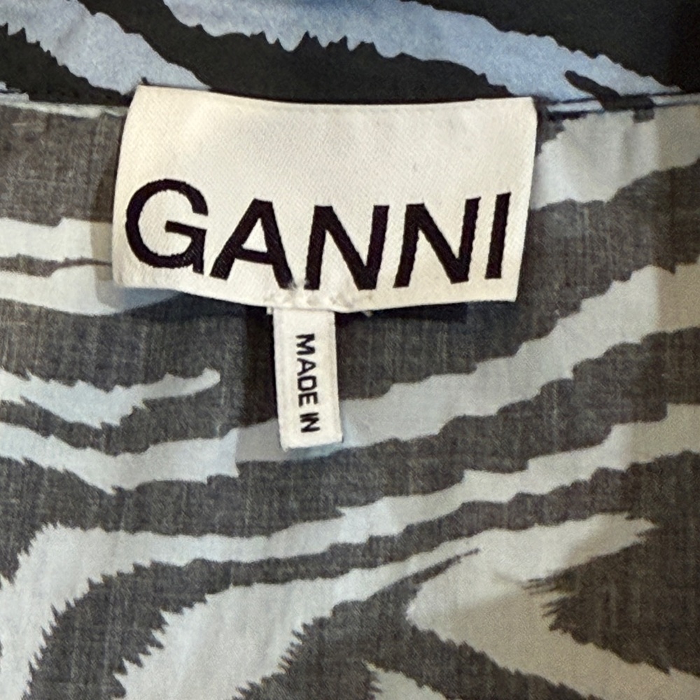 Women’s GANNI blue swirl pouf sleeve dress- Size 34 - Picture 7 of 10